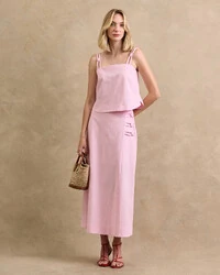 Blusa Regata Alças Duplas Corda Detalhado Caroline Fendas Laterais