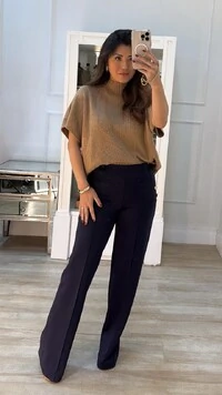 Blusa Ampla Tricot Priscila Gola Alta Canelada