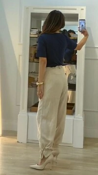 Calça Jogger Viscose Com Linho Nanda Pregas Frontais