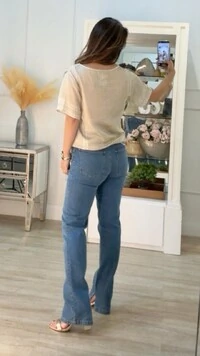 Blusa Acetinada Decote V Lívia Mangas Curtas