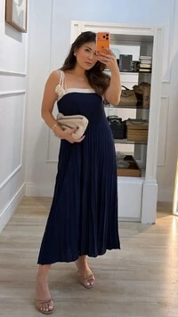 Vestido Tricot Midi Decote Reto Kate Amarração Nos Ombros