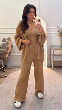 Conjunto Tricot 3 Peças Gigi Twin Set & Calça Pantalona