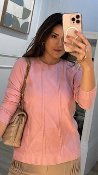 Blusa Tricot Halley Frontal Com Trançado Duplo E Zigue Zague