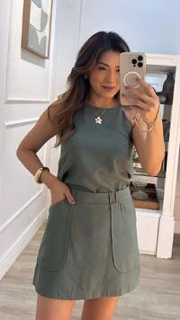 Shorts Saia Pamela Bolsos Com Nervura