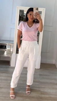 Blusa Malha Listrada Bianca Decote V