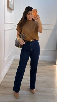 Blusa Tricot Ampla Giulia Gola Alta Enrolado