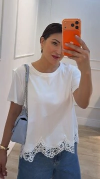 Blusa De Malha Valentina Renda No Barrado