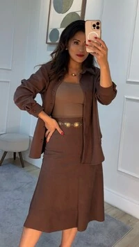 Camisa Oversized Suede Cecilia Barrado Arredondado