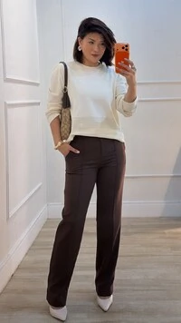 Blusa Ampla Tricot Brenda Com Entremeios