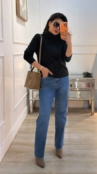 Blusa Tricot Gola Rolê Sandra Nervuras Caneladas Na Horizontal