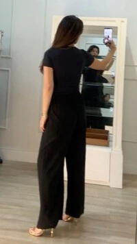 Calça Pantalona Plissada Brooke Pala Larga Com Elástico