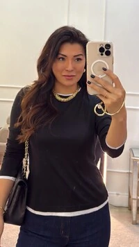 Blusa Mangas Longas Miriam Detalhe Vivo Bicolor