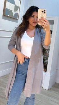 Maxi Cardigan Tricot Denise Bolsos E Nervuras Caneladas Frontais