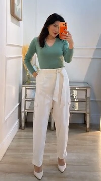 Blusa Tricot Decote V Ashley Mangas Longas