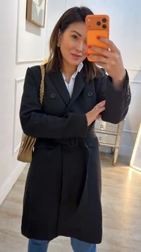 Casaco Sobretudo Bolsos Fake Com Lapela Ashley Cinto Faixa