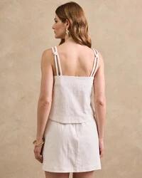 Blusa Regata Alças Duplas Corda Detalhado Caroline Fendas Laterais