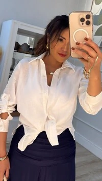 Camisa Linho Andreia Mangas Longas Com Martingalê