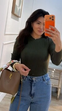 Blusa Tricot Canelada Jordana Mangas Longas