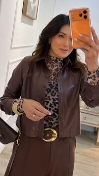 Camisa Couro Eco Ruth Botões Forrados