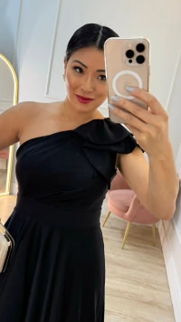 Vestido Longo Ombro Único Renata Fenda Frontal