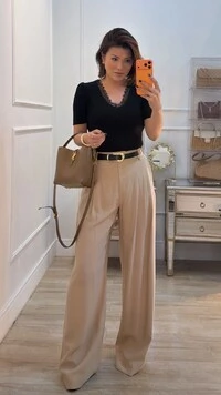 Blusa Canelada Decote V Karina Mangas Princesa