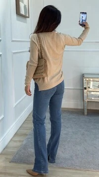 Blusa Tricot Texturas Frontais Cinthia Mangas Longas Nervuras Caneladas