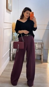 Blusa Tricot Ampla Decote V Paola Mangas Longas