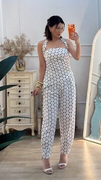 Blusa Viscose Com Linho Maxi Poá Taylor Barrado Assimétrico