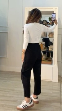 Calça Pala Larga Com Cinto Fixo Fino Zoe Barra Dobrada