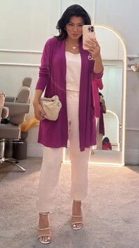 Cardigan Alessia Detalhes Canelados E Bolsos Frontais
