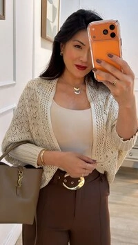 Kimono Capa Tricot Lulu Punhos Largos Canelados