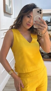 Blusa Regata Decote V Esther Trançado Lateral