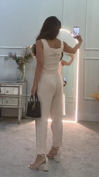 Calça Viscose Hazel Pala Larga Com Elástico E Pespontos Na Barra
