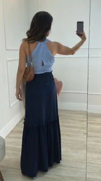 Blusa Regata Kauane Decote V E Detalhe Transpassado Posterior
