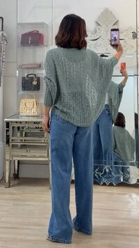PRÉ-VENDA DATA ESTIMADA DE ENVIO DIA 22/10 Kimono Capa Tricot Lulu Punhos Largos Canelados