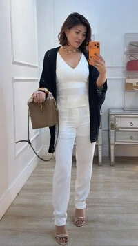 Calça Viscose Com Linho Mariana Botão Forrado