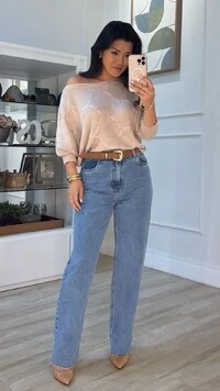 Blusa Morcego Tricot Nádia Punhos Largos Canelados