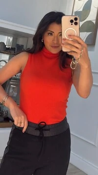 Blusa Regata Malha Canelada Grazi Gola Alta