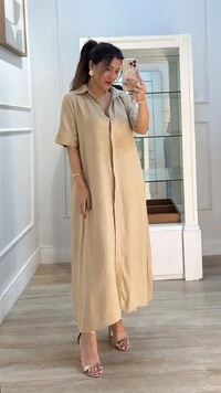 PRÉ-VENDA ENVIO ESTIMADO 25/11 Vestido Chemise Midi Com Cinto Faixa Marie