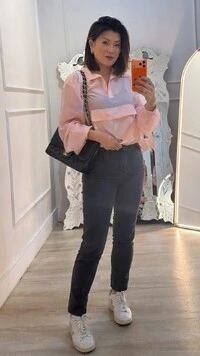 Blusa Translucida Maxi Bolso Frontal Pati Elástico Nos Punhos E Barrado