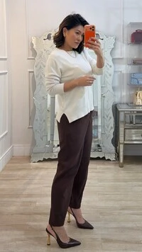 Blusa Tricot Alice Detalhe Faixa Com Nervura Canelada Frontal