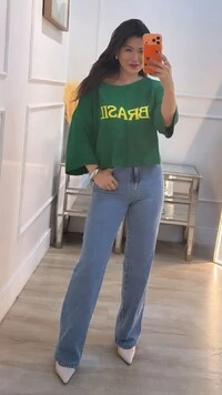 Blusa Ampla De Tricot Brasil Erika Mangas 7/8