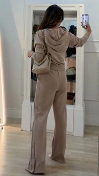 Conjunto Moletom Detalhe Canelado Jhenifer Botões Na Barra