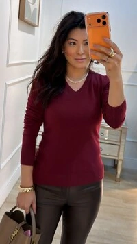 Blusa Tricot Decote V Cecilia Mangas Longas