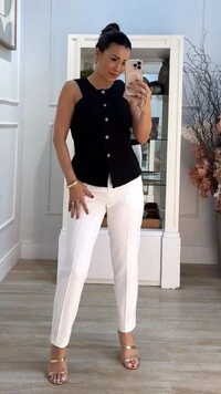 Colete Alfaiataria Cavado Yandra Recorte Vazado Triangular Posterior E Cinto Faixa Pespontada