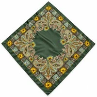 Lenço Acetinado Estampa Floral E Paisley