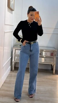 Blusa Tricot Gola Polo Agatha Botões Resinados Na Gola