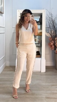 Blusa Regata Decote V Esther Trançado Lateral