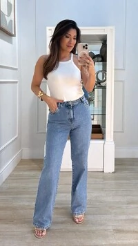 Blusa Regata Olivia Malha Canelada Decote Quadrado