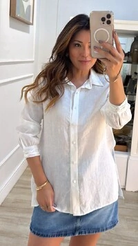 Camisa Linho Com Punhos Trançados E Fendas Laterais